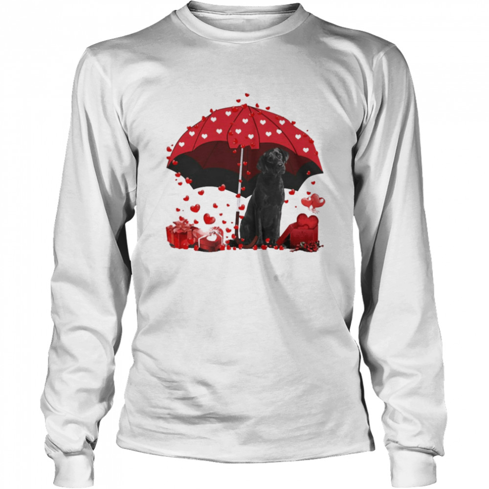 Loving Red Umbrella Black Labrador Christmas Sweater  Long Sleeved T-Shirt