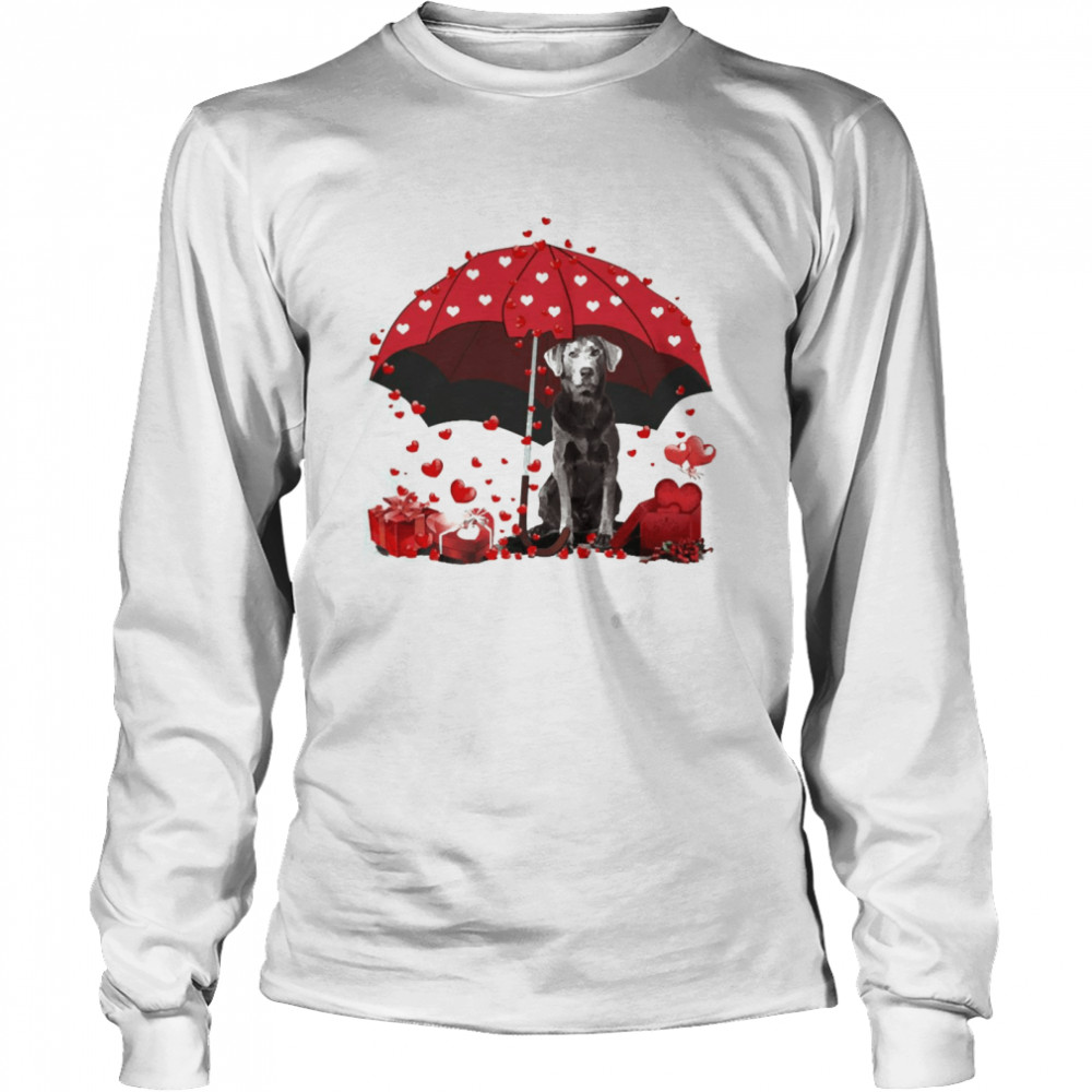 Loving Red Umbrella Silver Labrador Christmas Sweater  Long Sleeved T-Shirt