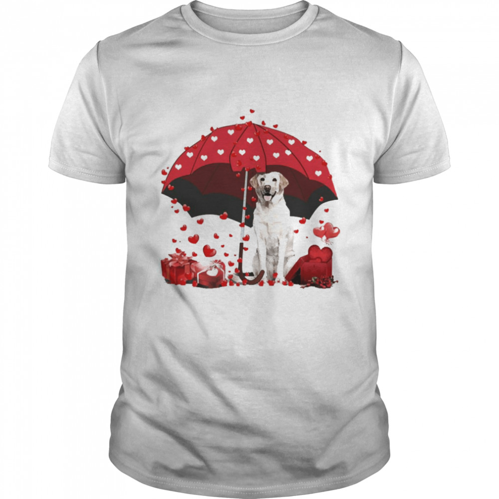 Loving Red Umbrella Yellow Labrador Christmas Sweater  Classic Men's T-shirt