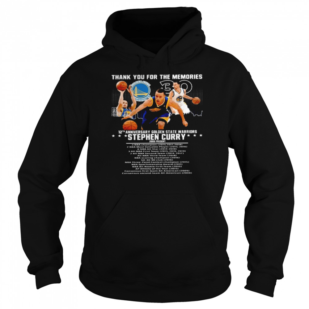 Thank You For The Memories 12Th Anniversary Golden State Warriors Stephen Curry Shirt Unisex Hoodie