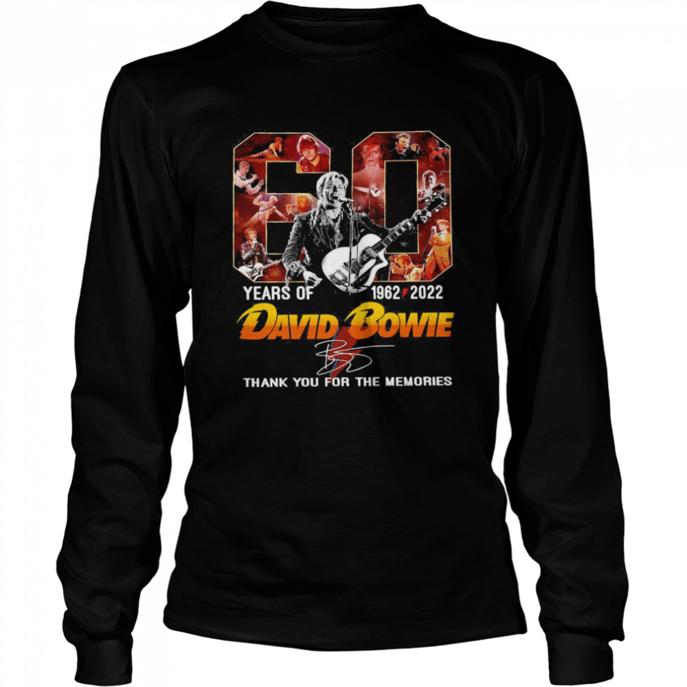 60 Years Of 1962-2022 David Bowie Thank You For The Memories  Long Sleeved T-Shirt
