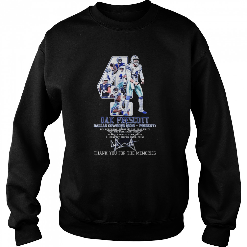 Dak Prescott Dallas Cowboys 2019 Present Signatures Thank You For The Memories  Unisex Sweatshirt