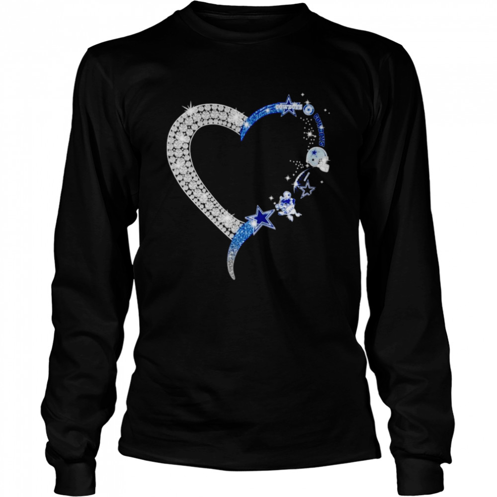 Dallas Cowboys Football Team Diamond Heart Shirt Long Sleeved T-Shirt