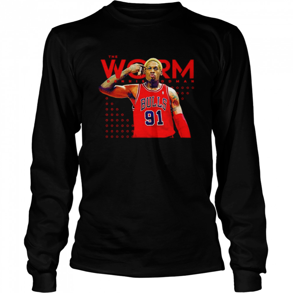 Dennis Rodman Chicago Bulls Basketball Long Sleeved T Shirt