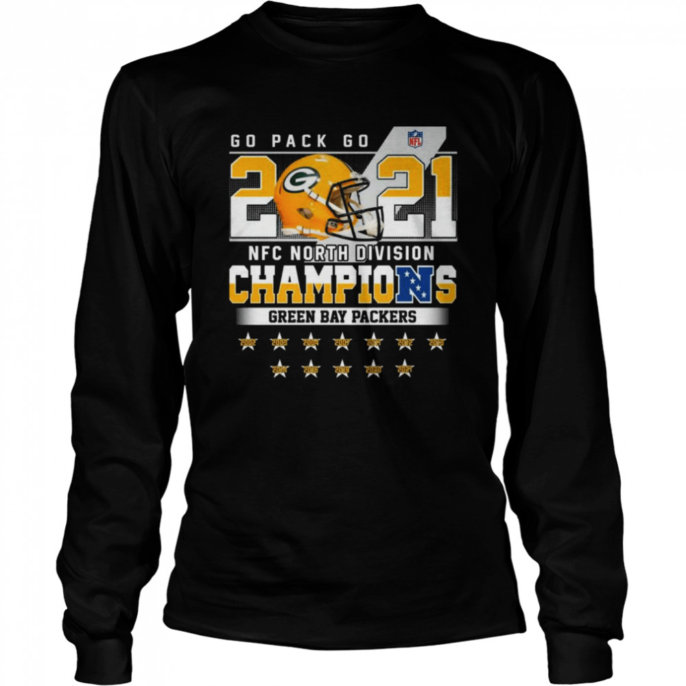 Go Pack Go 2021 Nfc North Division Champions Green Bay Packers 2002 2021 Long Sleeved T Shirt