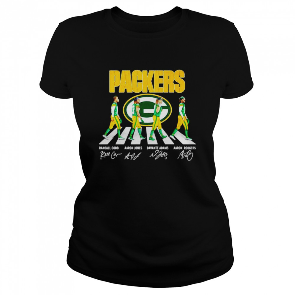 Green Bay Packer Walking Abbey Road Signatures Shirt Classic Womens T Shirt