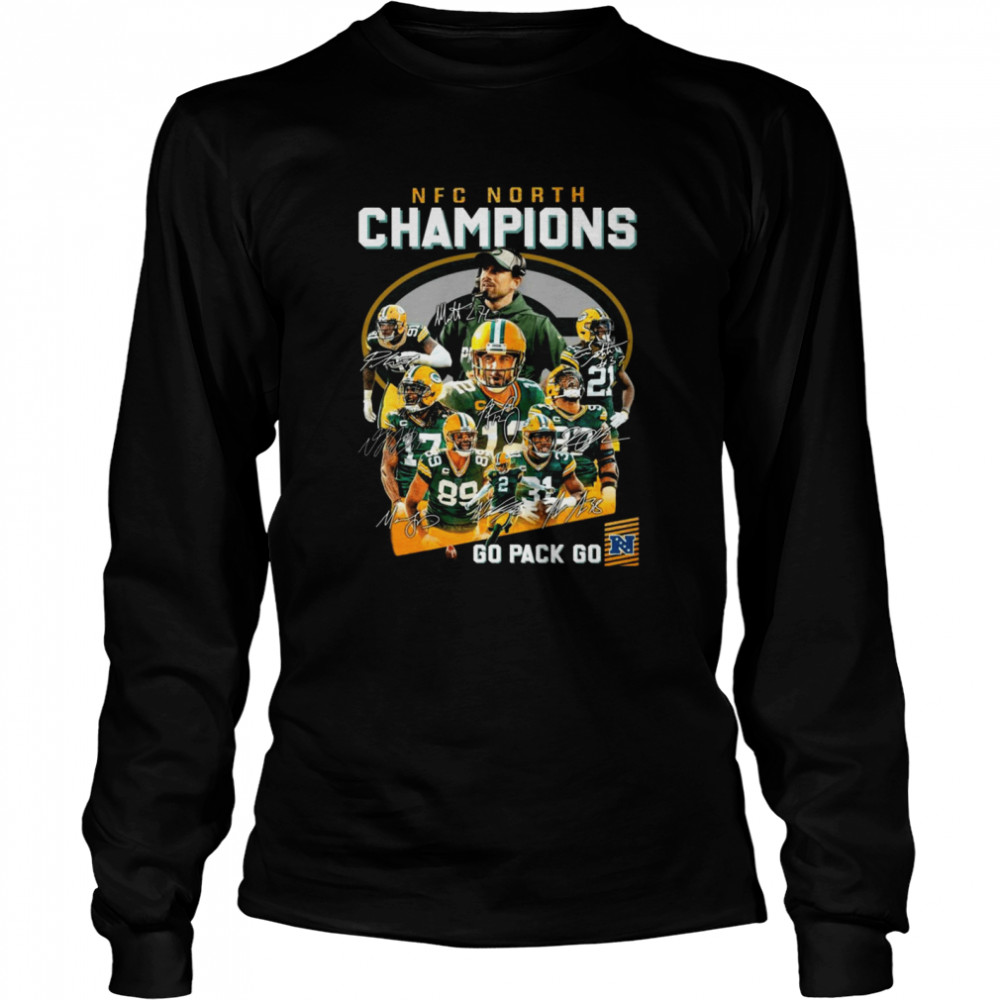 Green Bay Packers Team NFC North Champions Go Pack Go Signatures  Long Sleeved T-shirt