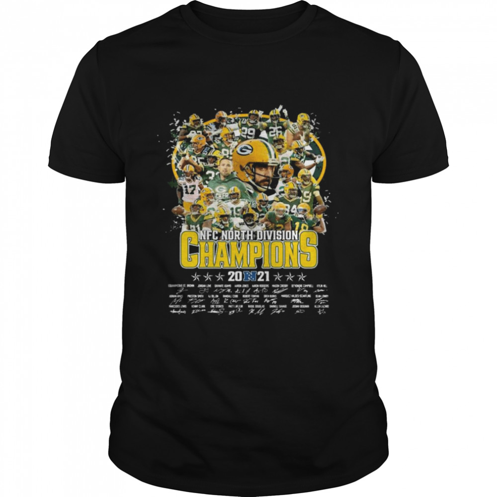 Green Bay Packers Teams 2021 Nfc North Division Champions Signatures Thanks  Classic Men's T-shirt