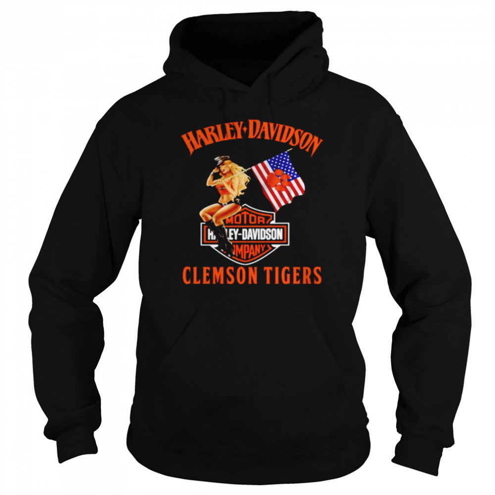 Harley Davidson Clemson Tigers American Flag Shirt Unisex Hoodie