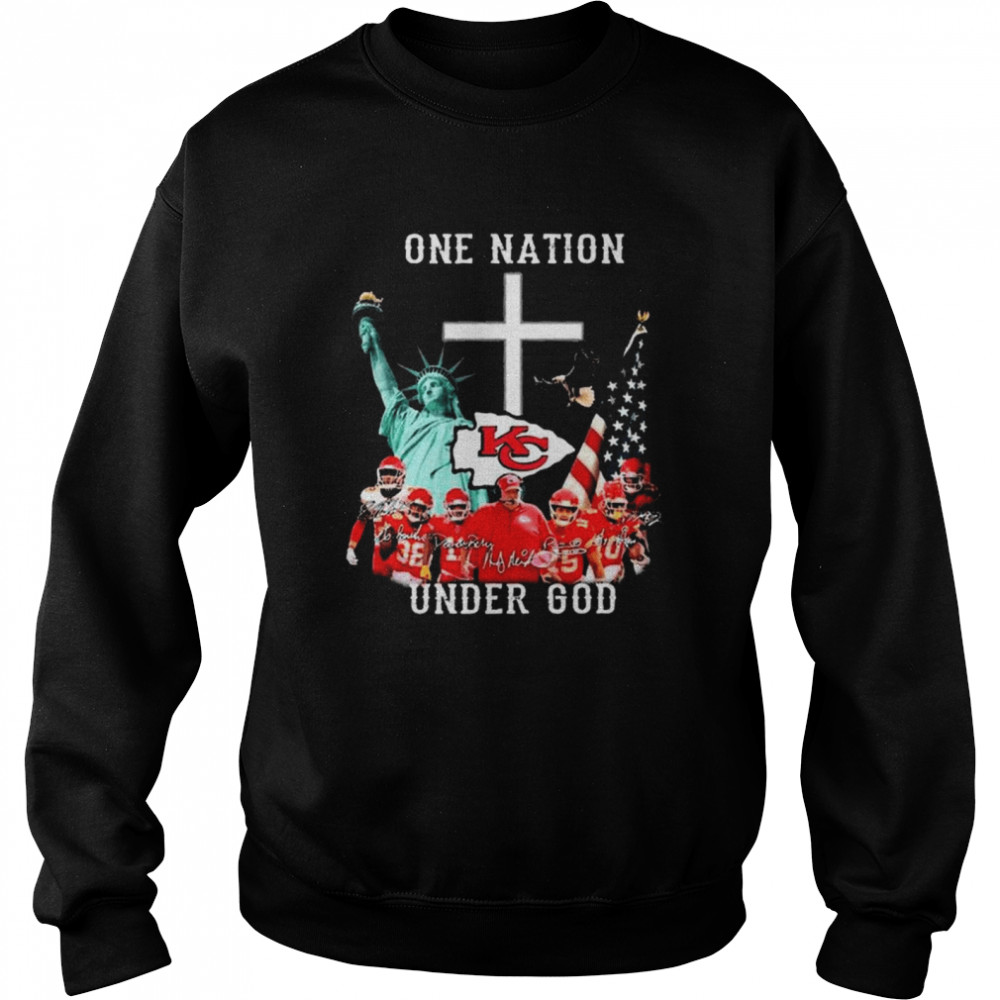 Kansas City Chiefs One Nation Under God Signatures American Flag Shirt Unisex Sweatshirt