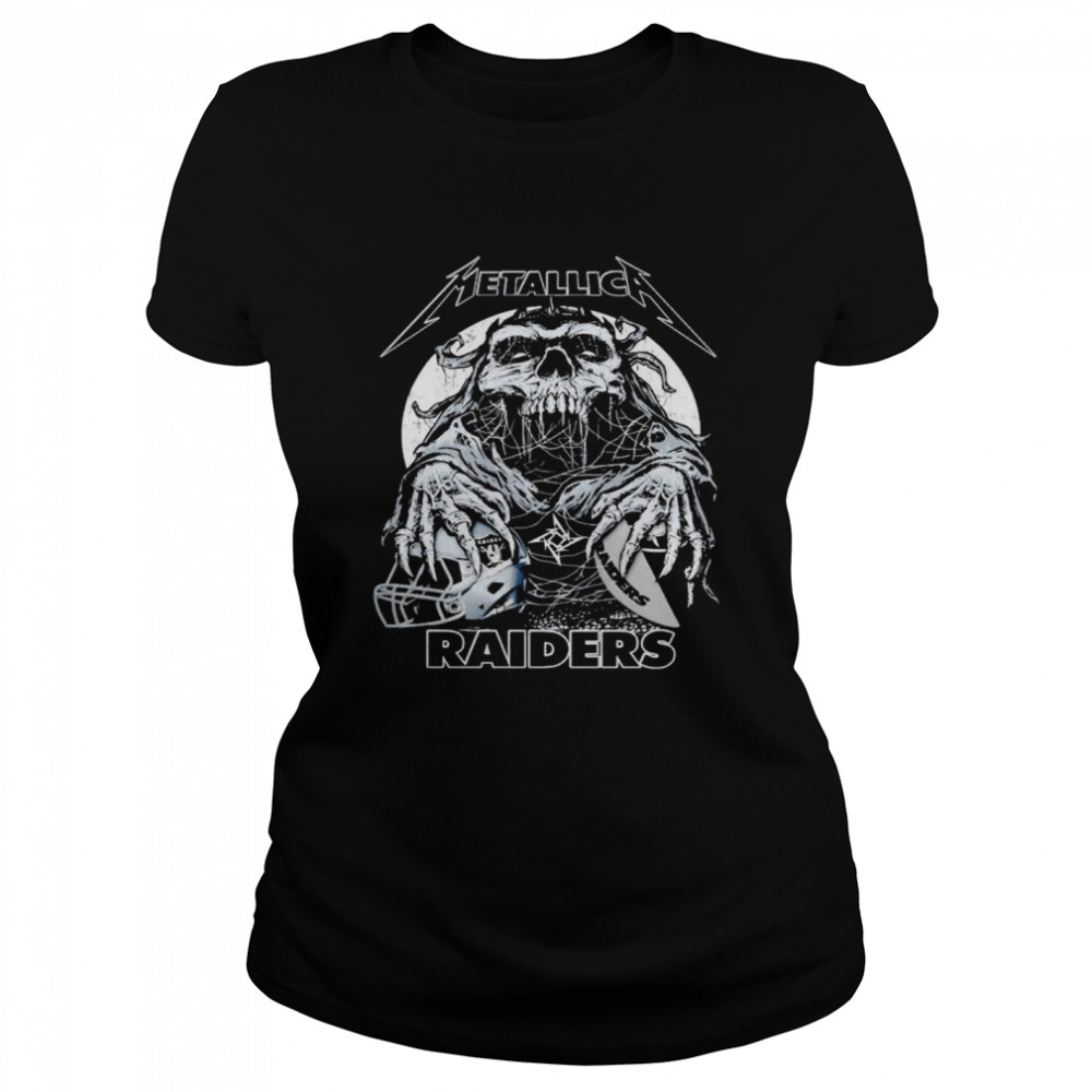 Las Vegas Raiders Metallica Skeleton Shirt Classic Womens T Shirt