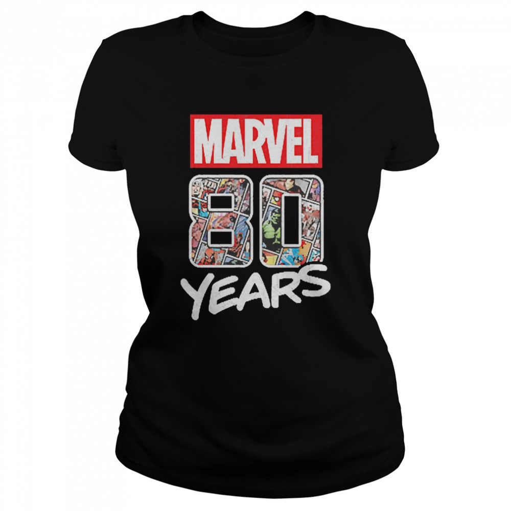 Marvel 80 Years Comic Events Celebration Front Classic Womens T Shirt