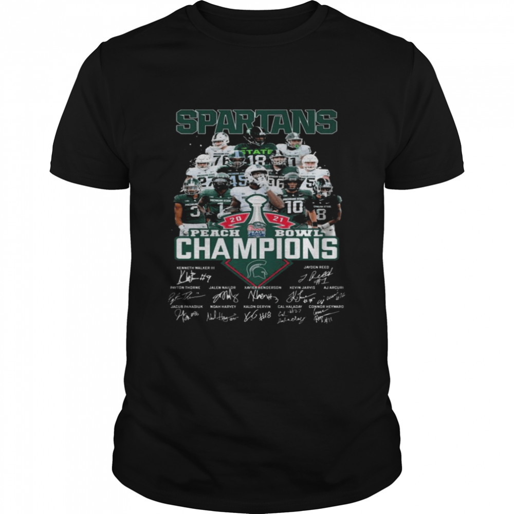 Michigan State Spartans Peach Bowl Champions 2021 Signatures  Classic Men's T-shirt