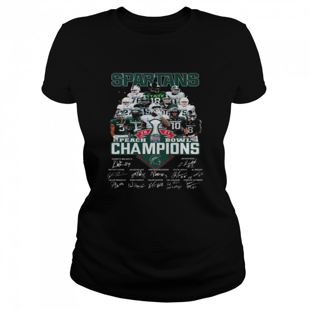 Michigan State Spartans Peach Bowl Champions 2021 Signatures  Classic Women'S T-Shirt