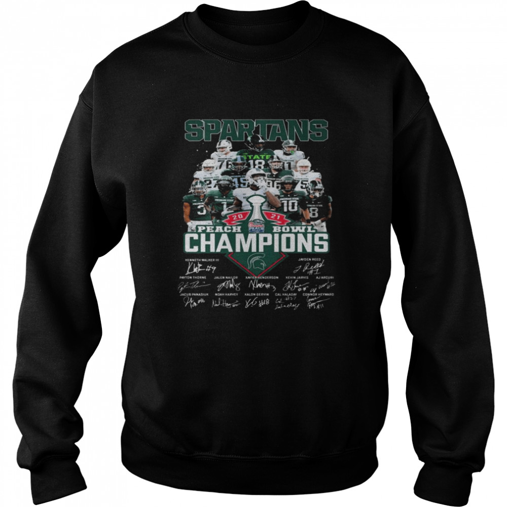 Michigan State Spartans Peach Bowl Champions 2021 Signatures  Unisex Sweatshirt