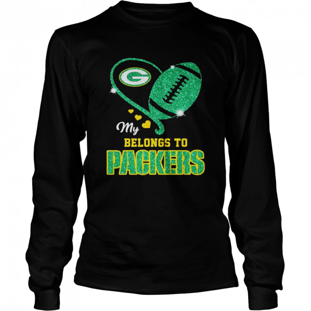 My Belongs To Green Bay Packers Heart Shirt Long Sleeved T Shirt