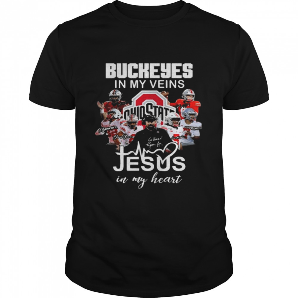 Ohio State Buckeyes In My veins Jesus in my heart signatures shirt Classic Men's T-shirt