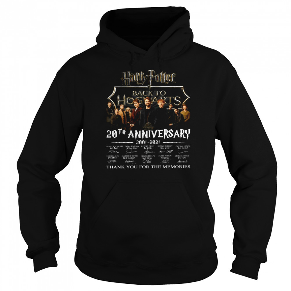 Original Harry Potter Back To Hogwarts 20Th Anniversary 2001 2022 Signatures Thank You For The Memories Unisex Hoodie