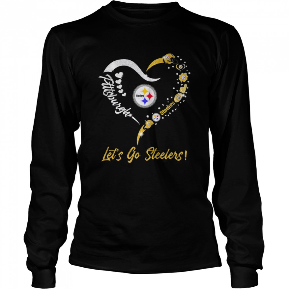 Pittsburgh Steelers Logo Heart Let’s Go Steelers  Long Sleeved T-Shirt