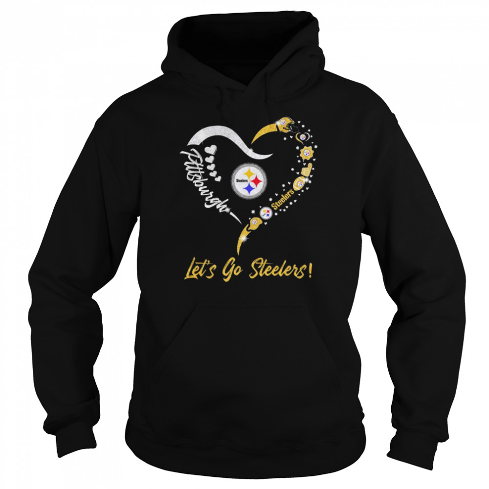 Pittsburgh Steelers Logo Heart Lets Go Steelers Unisex Hoodie