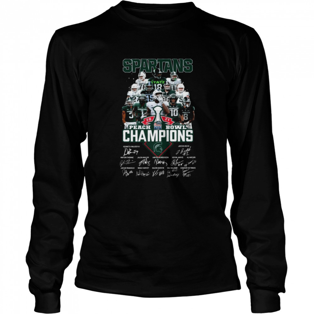 Spartans Peach Bowl Champions Signations Shirt Long Sleeved T-Shirt
