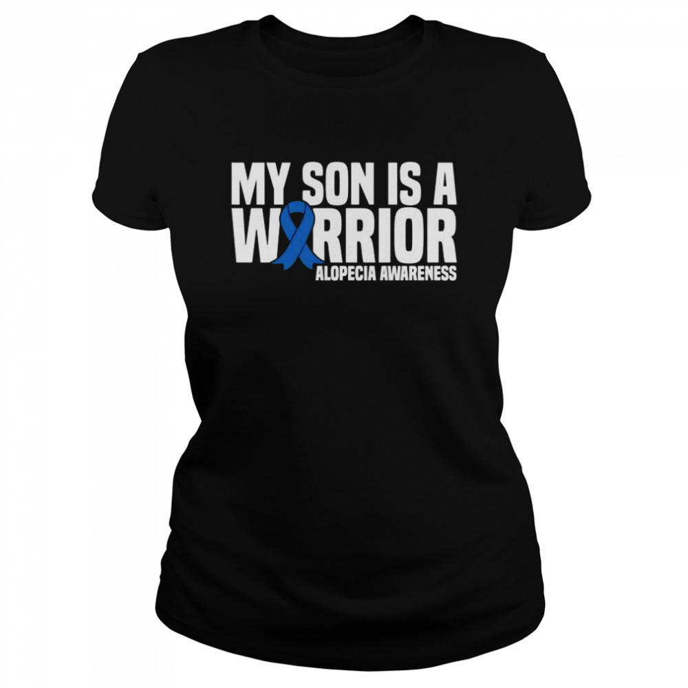 Mein Sohn ist ein Krieger Blue Ribbon Alopezie Awareness Langarmshirt  Classic Women's T-shirt