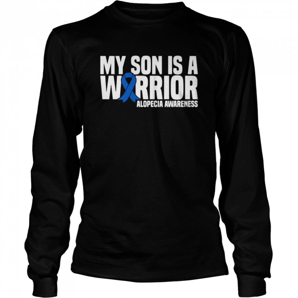 Mein Sohn ist ein Krieger Blue Ribbon Alopezie Awareness Langarmshirt  Long Sleeved T-shirt