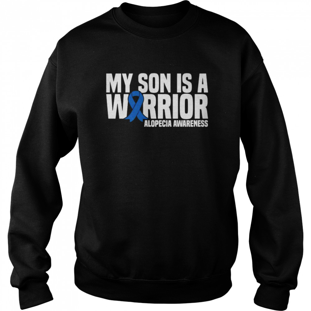 Mein Sohn ist ein Krieger Blue Ribbon Alopezie Awareness Langarmshirt  Unisex Sweatshirt