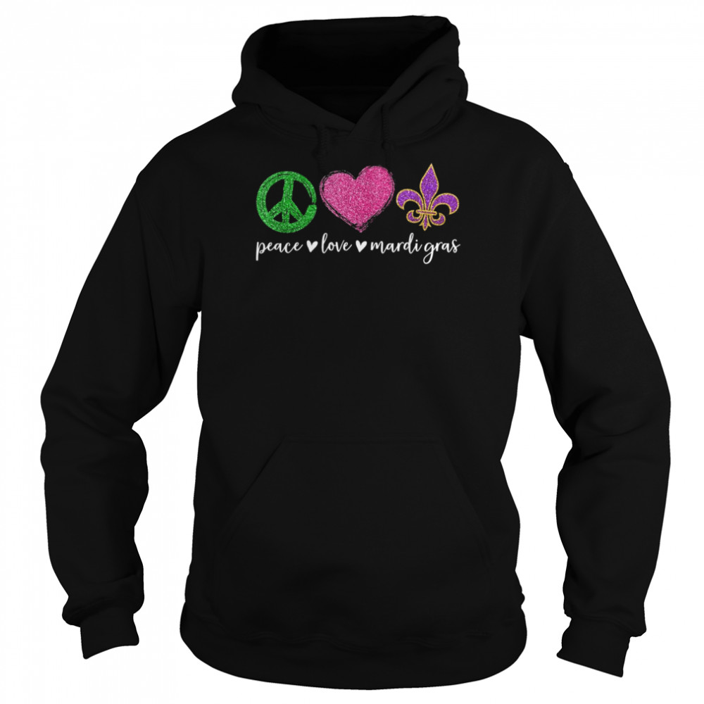 Peace Sign Heart Fleur De Lys Hippie Peace Love Mardi Gras  Unisex Hoodie
