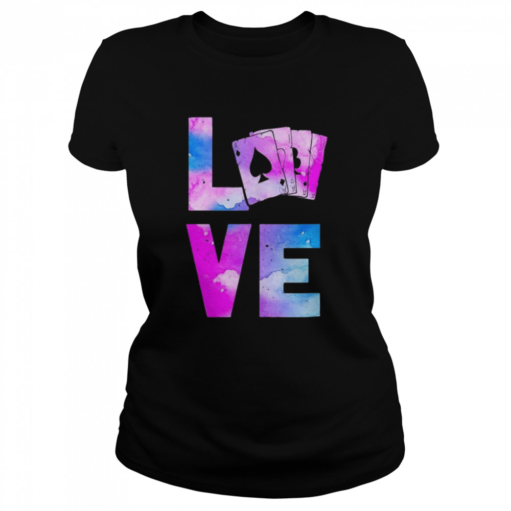 Poker Watercolor Vintage Love  Classic Women's T-shirt