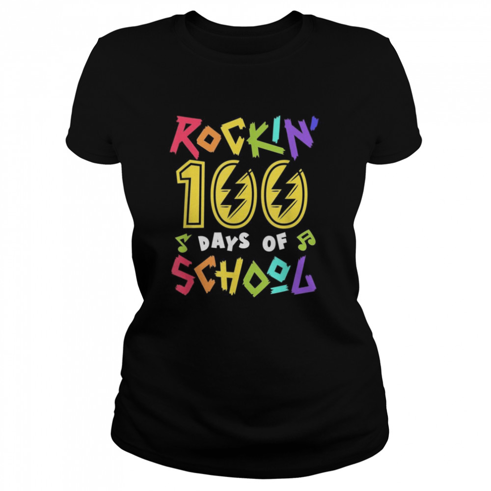Rockin 100 Days of School Music Teacher 100th Day of School  Classic Women's T-shirt