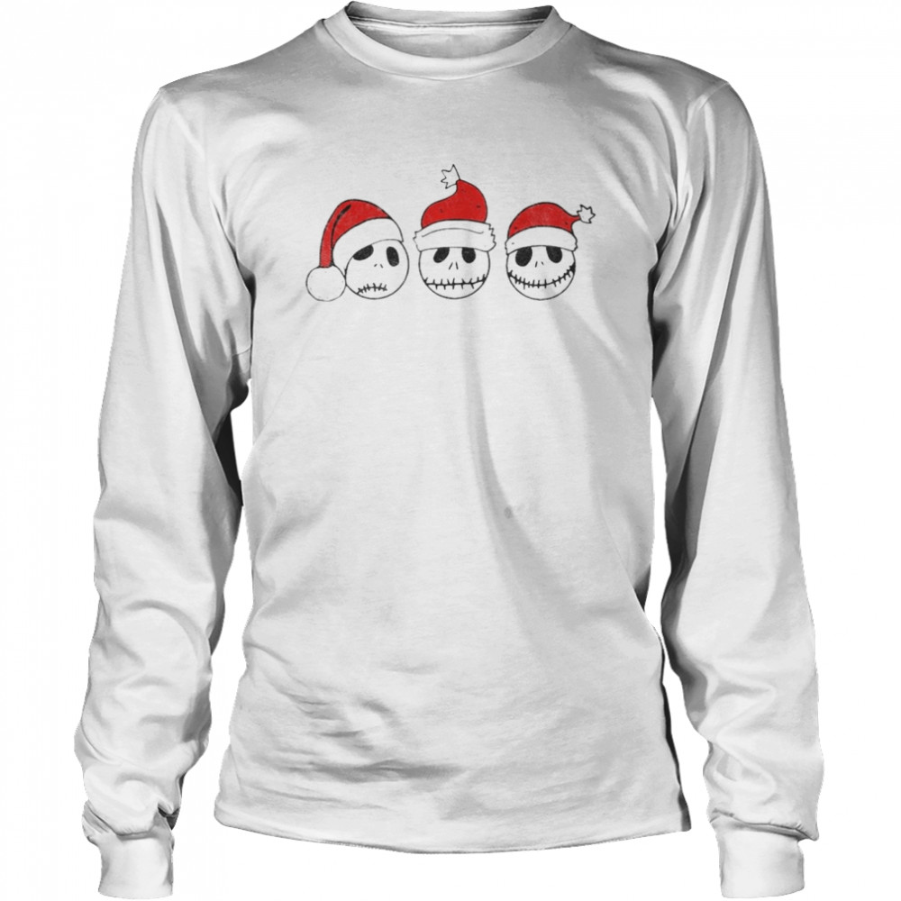 Santa Jack Skellington Emotion Merry Christmas Shirt Long Sleeved T-Shirt