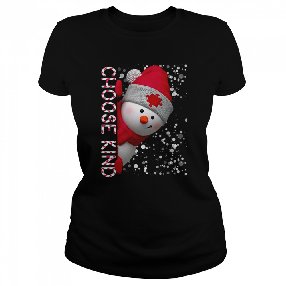 Choose Kind Autism Awareness Snowman for Christmas shirt Classic Women's T-shirt