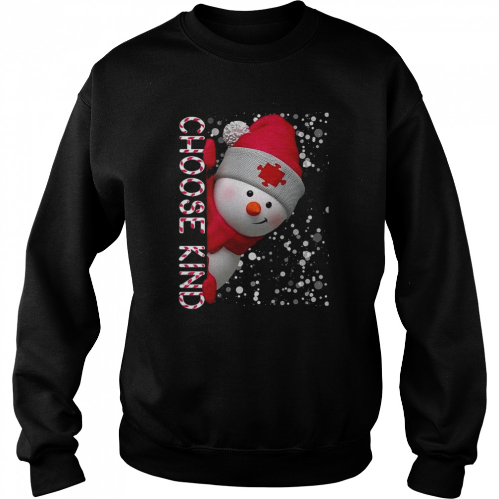 Choose Kind Autism Awareness Snowman for Christmas shirt Unisex Sweatshirt