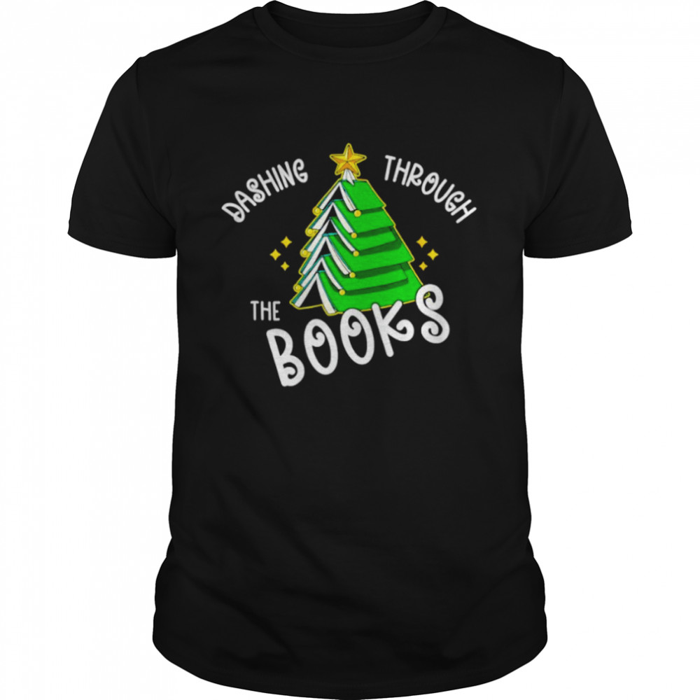 dashing through the books Christmas tree shirt