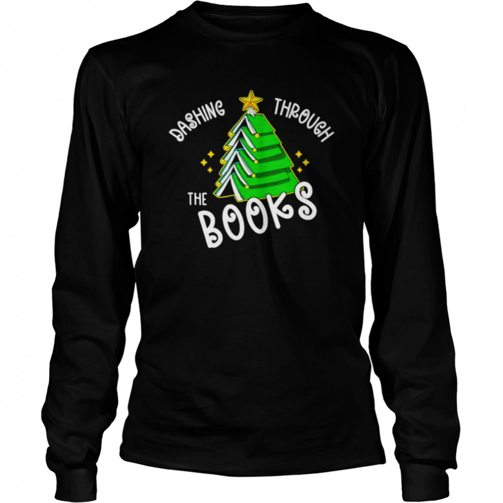 dashing through the books Christmas tree shirt Long Sleeved T-shirt